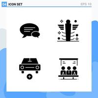 Modern 4 solid style icons Glyph Symbols for general use Creative Solid Icon Sign Isolated on White Background 4 Icons Pack vector