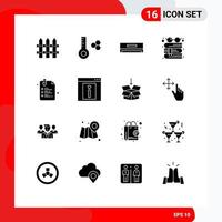 16 User Interface Solid Glyph Pack of modern Signs and Symbols of back to school clip electric paper glasses Editable Vector Design Elements