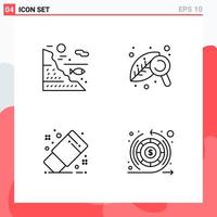 Collection of 4 Vector Icons in Line style Modern Outline Symbols for Web and Mobile Line Icon Sign Isolated on White Background 4 Icons