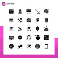 Pictogram Set of 25 Simple Solid Glyphs of chart internet ac globe right Editable Vector Design Elements