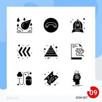 Modern Pack of 9 Icons Solid Glyph Symbols isolated on White Backgound for Website designing vector