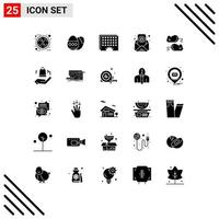 25 Universal Solid Glyph Signs Symbols of letter email holidays bug schedule Editable Vector Design Elements