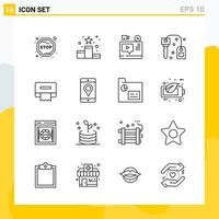 Collection of 16 Universal Line Icons Icon Set for Web and Mobile vector