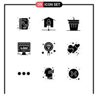 9 Universal Solid Glyph Signs Symbols of coding beat technology server kitchen Editable Vector Design Elements