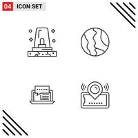 Modern Set of 4 Filledline Flat Colors Pictograph of alert consulting siren map dialog Editable Vector Design Elements