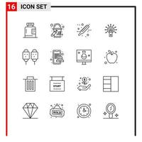 Universal Icon Symbols Group of 16 Modern Outlines of corn done care ok touch Editable Vector Design Elements