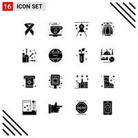 Solid Glyph Pack of 16 Universal Symbols of spa terracotta architecture pot drawing Editable Vector Design Elements