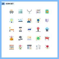 Universal Icon Symbols Group of 25 Modern Flat Colors of document education accessories drawing back to school Editable Vector Design Elements