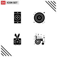 Editable Vector Line Pack of Simple Solid Glyphs of favorite mobile rabbit cd video medical Editable Vector Design Elements