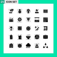 Pack of 25 creative Solid Glyphs of man manager gingerbread businessman pin Editable Vector Design Elements