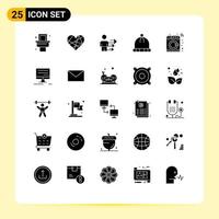 Pack of 25 Modern Solid Glyphs Signs and Symbols for Web Print Media such as smart control approach wear hat Editable Vector Design Elements