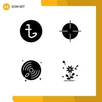 4 Universal Solid Glyph Signs Symbols of bangladesh cd taka symbolism player Editable Vector Design Elements