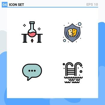 4 Filledline Flat Color concept for Websites Mobile and Apps laboratory brain science experiment design comment Editable Vector Design Elements