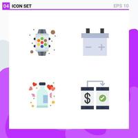 Set of 4 Commercial Flat Icons pack for device wine feature lifestyle cashless Editable Vector Design Elements