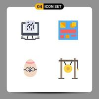 Editable Vector Line Pack of 4 Simple Flat Icons of analytics decoration web web egg Editable Vector Design Elements