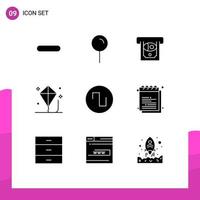 9 Solid Glyph concept for Websites Mobile and Apps square summer atm play fun Editable Vector Design Elements