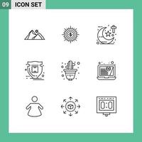 Outline Pack of 9 Universal Symbols of protection theology finance studies religion Editable Vector Design Elements