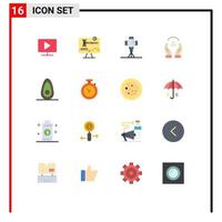 Pictogram Set of 16 Simple Flat Colors of protection human cinema caring movies Editable Pack of Creative Vector Design Elements