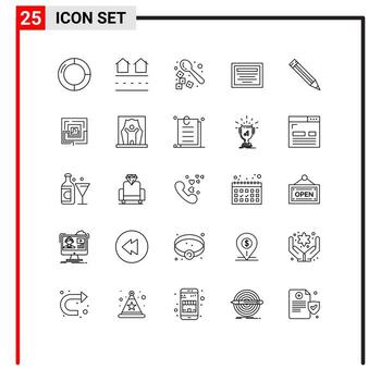 Group of 25 Lines Signs and Symbols for ruler note residences file spoon Editable Vector Design Elements