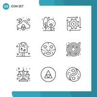 Vector Pack of 9 Outline Symbols Line Style Icon Set on White Background for Web and Mobile