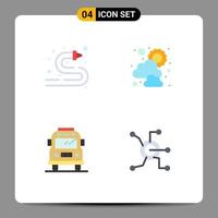 Pictogram Set of 4 Simple Flat Icons of fire hose transport water hose weather network Editable Vector Design Elements