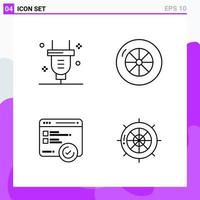 Set of 4 icons in Line style Creative Outline Symbols for Website Design and Mobile Apps Simple Line Icon Sign Isolated on White Background 4 Icons vector