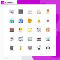 Pack of 25 Modern Flat Colors Signs and Symbols for Web Print Media such as done lights gallery lamps cafe Editable Vector Design Elements