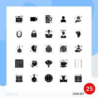 Set of 25 Vector Solid Glyphs on Grid for help twitter chart mane mobile Editable Vector Design Elements