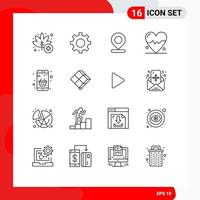 Stock Vector Icon Pack of 16 Line Signs and Symbols for cart basket location science beat Editable Vector Design Elements