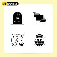 4 iconos creativos para el diseño moderno de sitios web y aplicaciones móviles receptivas 4 signos de símbolos de glifo sobre fondo blanco paquete de 4 iconos vector