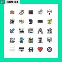 Set of 25 Modern UI Icons Symbols Signs for engineering video player profit video display Editable Vector Design Elements