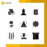 9 Icon Set Solid Style Icon Pack Glyph Symbols isolated on White Backgound for Responsive Website Designing vector