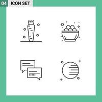 4 Thematic Vector Filledline Flat Colors and Editable Symbols of carrot nest veg celebration comment Editable Vector Design Elements