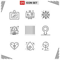 9 Icons Line Style Grid Based Creative Outline Symbols for Website Design Simple Line Icon Signs Isolated on White Background 9 Icon Set vector