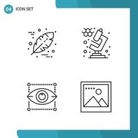 Vector Pack of 4 Outline Symbols Line Style Icon Set on White Background for Web and Mobile