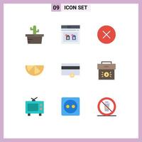 User Interface Pack of 9 Basic Flat Colors of bag payments media money fruit Editable Vector Design Elements