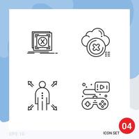 Group of 4 Filledline Flat Colors Signs and Symbols for error cross problem delete man Editable Vector Design Elements