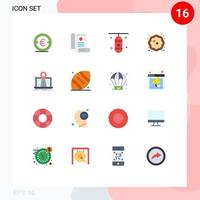 16 Flat Color concept for Websites Mobile and Apps food cake medicine sports punching box Editable Pack of Creative Vector Design Elements