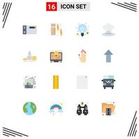 Set of 16 Commercial Flat Colors pack for accumulation cook electricity chef hat cafe Editable Pack of Creative Vector Design Elements