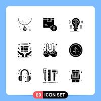 Group of 9 Solid Glyphs Signs and Symbols for flask ecommerce product delivery idea Editable Vector Design Elements