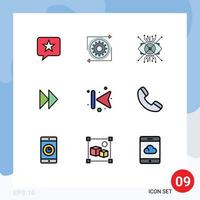 9 Creative Icons Modern Signs and Symbols of video forward process control fast eye Editable Vector Design Elements