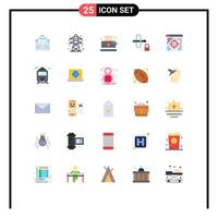 Editable Vector Line Pack of 25 Simple Flat Colors of transport target toaster business security Editable Vector Design Elements