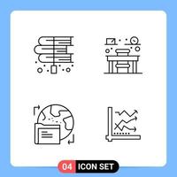 4 Line Black Icon Pack Outline Symbols for Mobile Apps isolated on white background 4 Icons Set vector