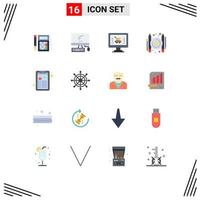 Flat Color Pack of 16 Universal Symbols of writer paid imac articles ecommerce Editable Pack of Creative Vector Design Elements