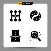 4 Black Icon Pack Glyph Symbols Signs for Responsive designs on white background 4 Icons Set vector