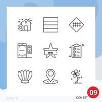 Set of 9 Modern UI Icons Symbols Signs for insignia badge road sign valentine scan Editable Vector Design Elements