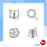 Modern Pack of 4 Icons Line Outline Symbols isolated on White Backgound for Website designing vector