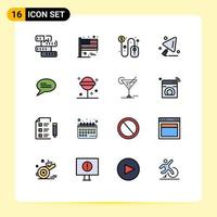 Set of 16 Vector Flat Color Filled Lines on Grid for conversation construction worker usa construction tools mouse Editable Creative Vector Design Elements