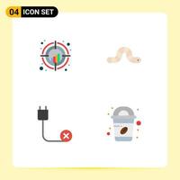 User Interface Pack of 4 Basic Flat Icons of chart computers target bug devices Editable Vector Design Elements