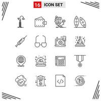 16 Icons Line Style Grid Based Creative Outline Symbols for Website Design Simple Line Icon Signs Isolated on White Background 16 Icon Set vector